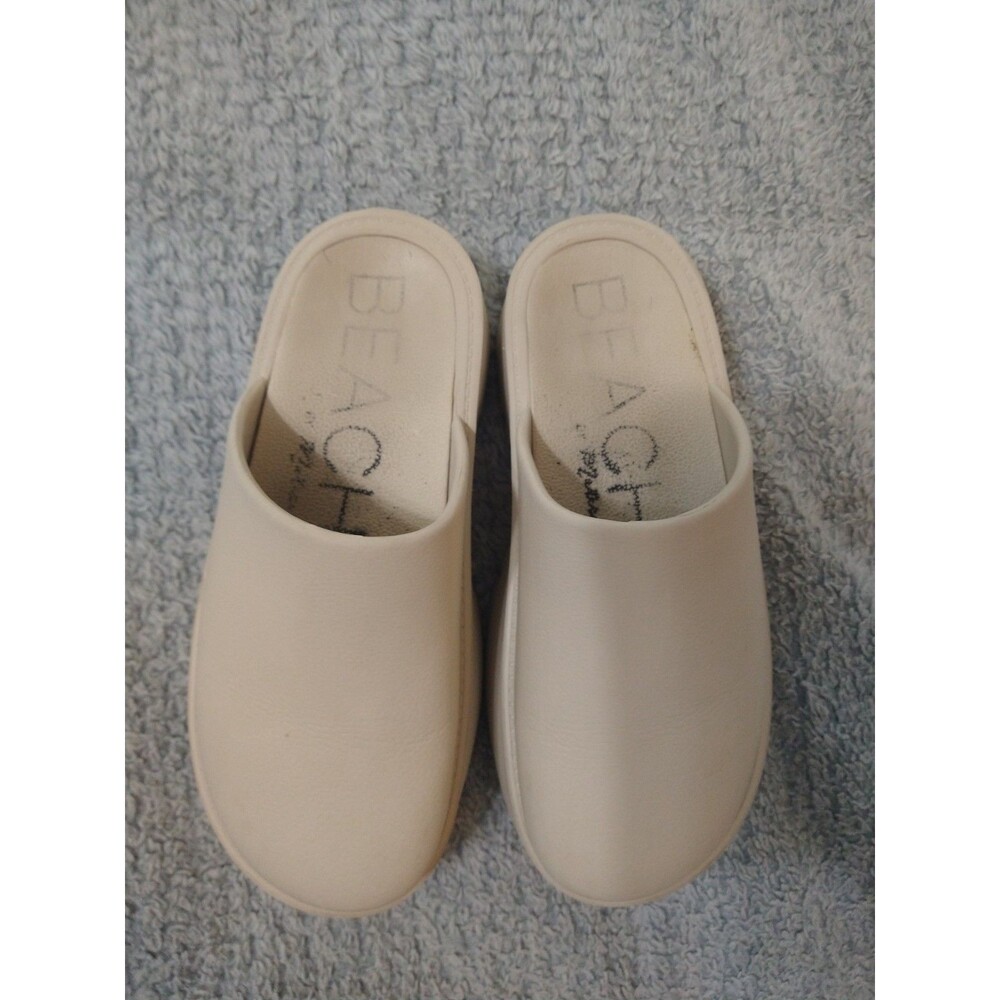 Beach Platform Chunky Clogs Shoes Size 9 Cream Boho Beachy Y2K - Picture 7 of 10